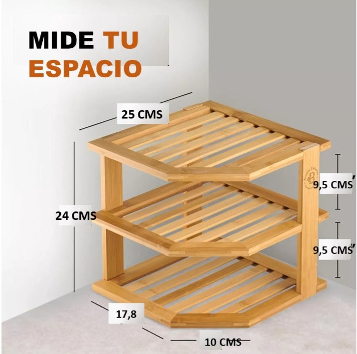Estante Esquinero de Bambú – Organizador de Cocina y Baño